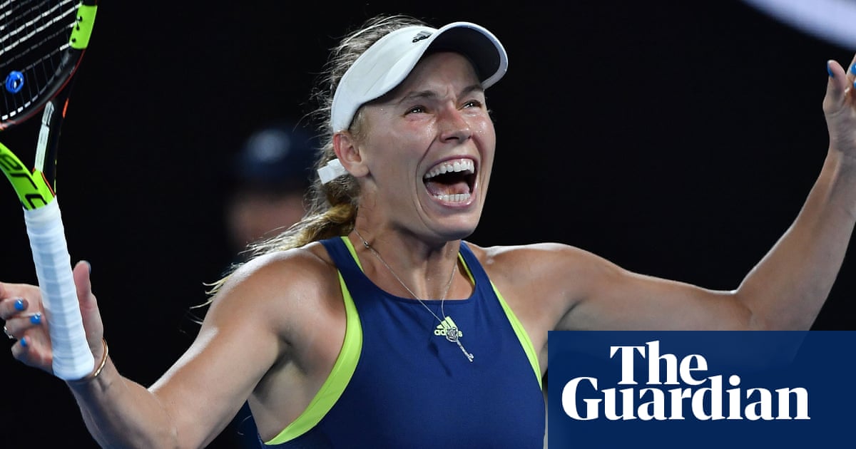 Caroline Wozniacki Wins Australian Open Title After Epic Battle With Halep Sport The Guardian