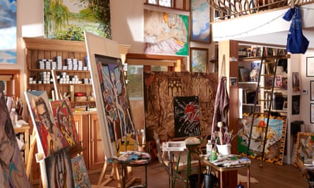 Works in progress: the studio with its wrought-iron balcony.