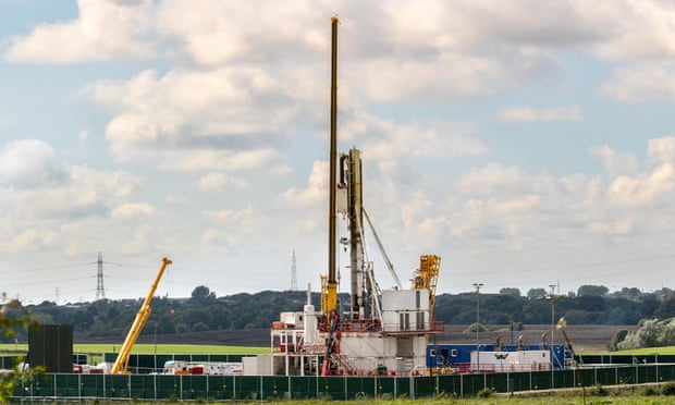 Shale gas drilling near Blackpool, Lancashire, UK in August 2017