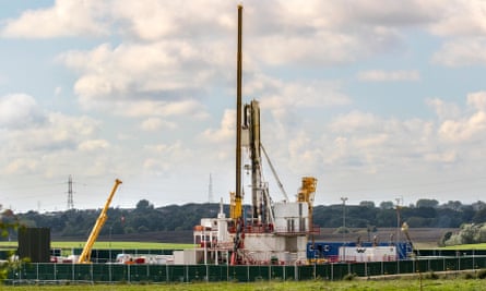 A fracking rig under construction in Westby-with-Plumptons in the Fylde.