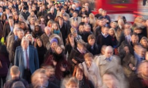 Rush hour commuters in London