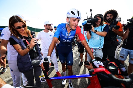 Bastien Tronchon after winning stage 10 of the Vuelta