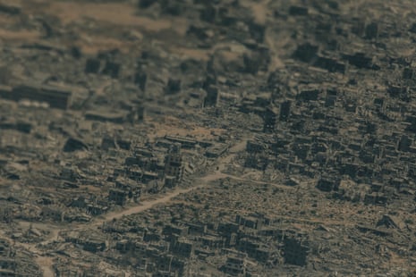 A view of northern Gaza showing rubble from air