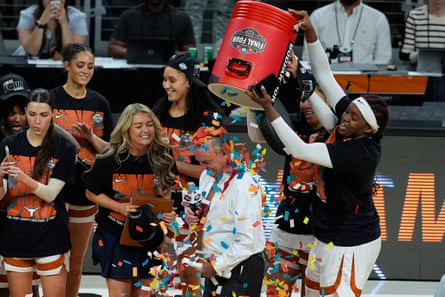 Texas coach Vic Schaefer celebrates pinch his squad aft reaching nan Final Four.