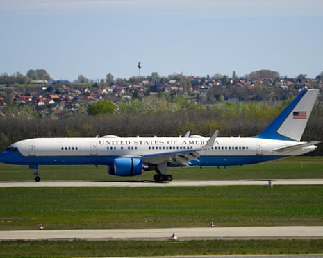 Vice-president of the United States JD Vance arrives onboard Air Force Two to Liszt Ferenc International Airport in Budapest, Hungary.