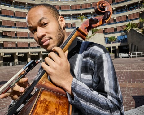 Sheku Kanneh-Mason, cellist. Photographed at the Barbican. London. Photograph by David Levene 21/4/25