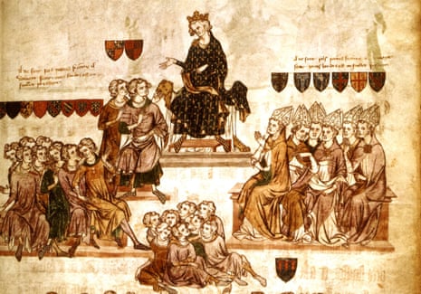 Detail from an illustration of Philip IV presiding over a parliament session in 14th century France
