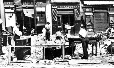 Bomb damaged street in Guernica during the Spanish Civil War 1937