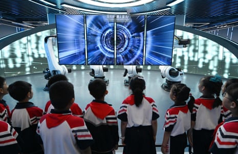 Students visit an artificial intelligence education venue in Hebei on 25 May 2023.