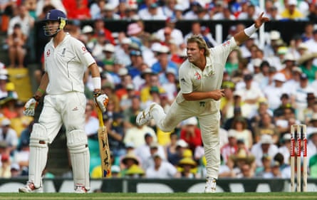 Shane Warne bowled against Australia in the 2007 Ashes for England.
