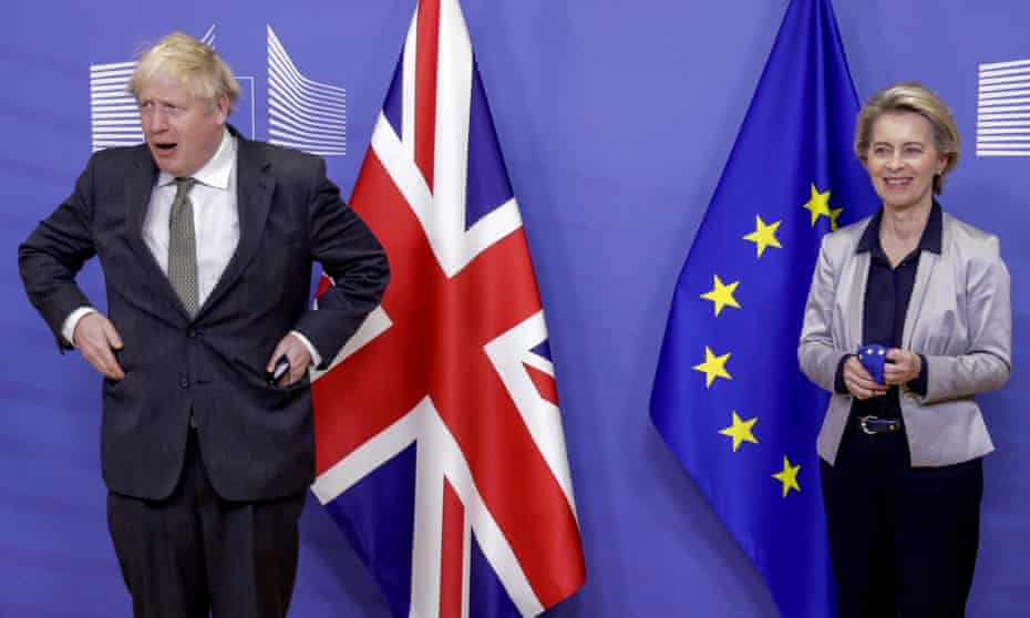 European Commission President Ursula von der Leyen welcomes British Prime Minister Boris Johnson 