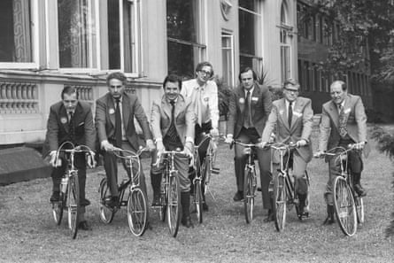 Horam, third left, with a group of fellow MPs, launching the British Cycling Bureau’s Bike-About ’78 campaign.
