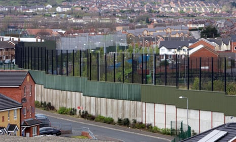 A section of the peace wall separating Catholic and Protestant areas in west Belfast.