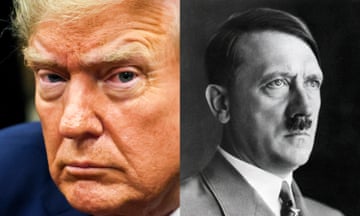 a side-by-side image of Donald Trump and Adolf Hitler