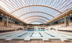 Recycle and reuse … the Georges Vallerey pool, to be used for swimming training, has been fitted with a new retractable timber roof. 