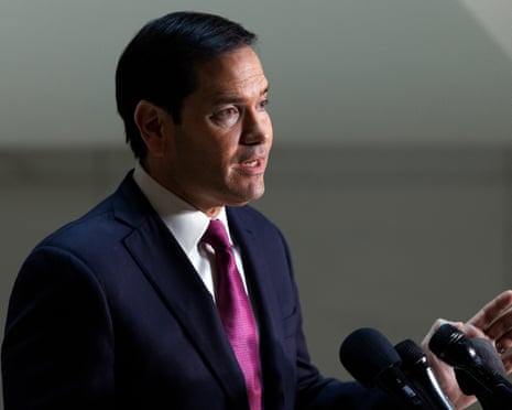 Marco Rubio speaks to the press after the classified briefing on Monday
