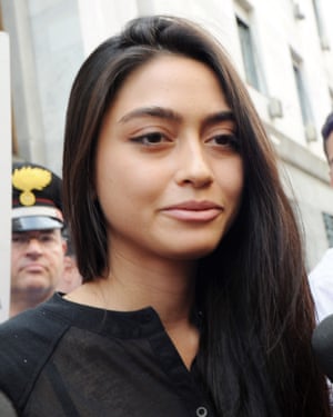 Ambra Battilana was booked into Manhattan hotels under assumed names.