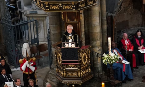 Justin Welby speaking during the state funeral of Queen Elizabeth II at Westminster Abbey.