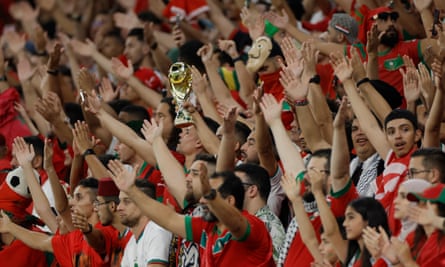 Morocco fans doing the thunder clap during the last-16 win over Spain.