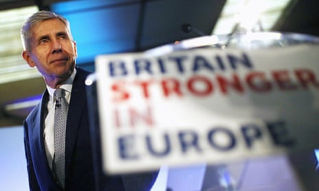 Lord Rose with a sign that says 'Britain Stronger in Europe'