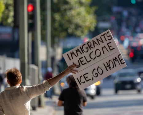 ‘Immigrants welcome, Ice go home.’