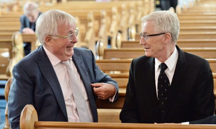 Christopher Biggins (left) and Paul O’Grady at Cilla Black's funeral in St Mary’s church.