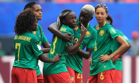 Ajara Nchout (centre) is distraught after her goal against England is disallowed via a VAR decision.
