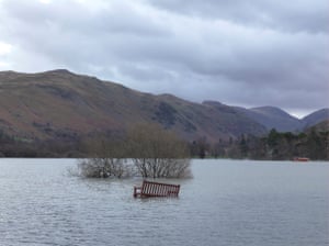 Flooding at Ullswater in the Lake District, Cumbria, 10 December