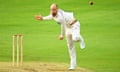 Jack Leach bowls for Somerset against Kent on Saturday. 