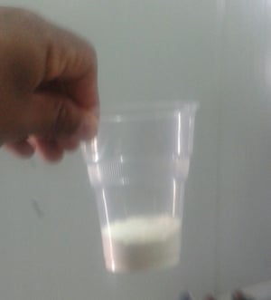 A second cup of milk formula allegedly provided to one infant in Chios on a recent day