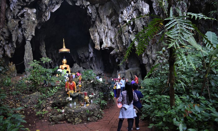 Visitors at the Tham Luang cave complex, Thailand. Image: Ronan O’Connell