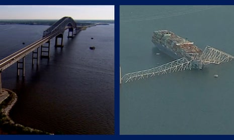 Before and after Baltimore Key Bridge collapse