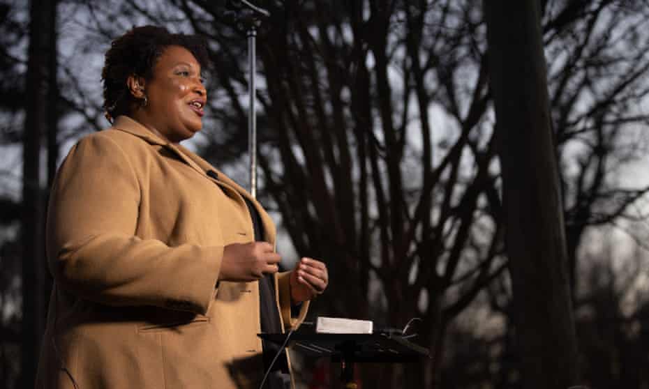 Stacey Abrams in Atlanta, Georgia, on 5 January.