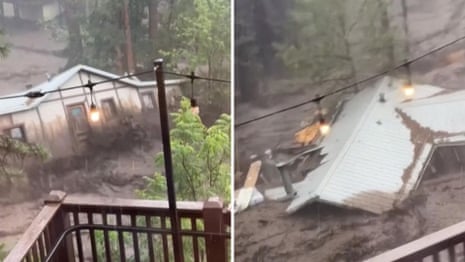 Moment house is swept away in New Mexico flash flooding – video