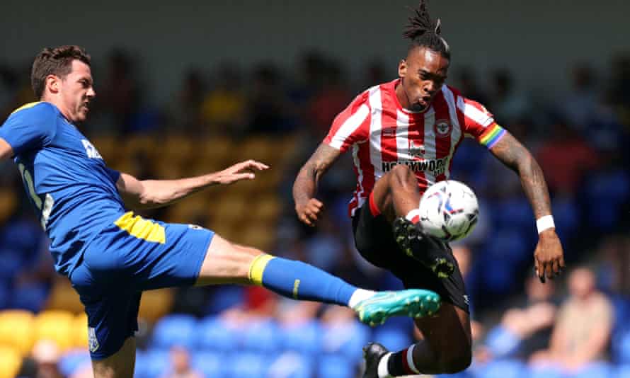 Ivan Toney in action during a friendly at AFC Wimbledon. He scored 31 league goals last season.