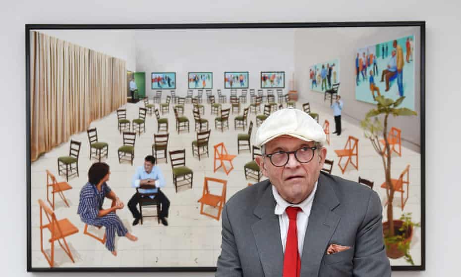 British artist David Hockney poses in the exhibition of his new works Painting and Photography at the Annely Juda fine art gallery in London.