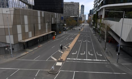 Empty streets during peak hour in Melbourne on Friday