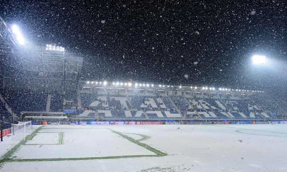 Heavy snow in Bergamo led to the postponement of Atalanta’s Group F match against Villarreal.