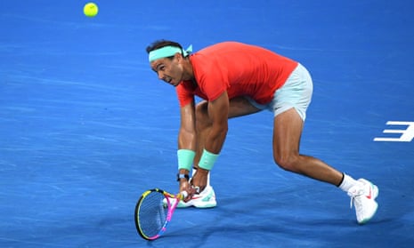Rafael Nadal in action during his quarter-final match against Jordan Thompson at the Brisbane International.