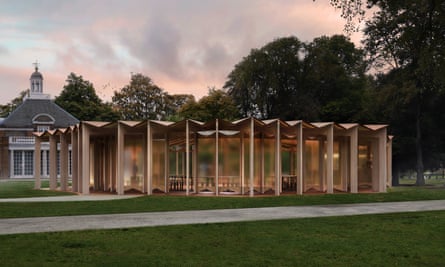 The exterior of Lina Gotmeh's design for the Serpentine Pavilion 2023.