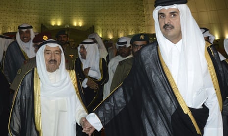 Kuwait’s emir, Sheikh Sabah Al Ahmad Al Sabah, left, and Qatar’s emir, Sheikh Tamim bin Hamad Al Thani, in Doha on Wednesday.