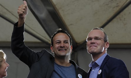 Varadkar holding his thumb up.