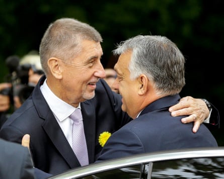 Babiš and Orbán embrace