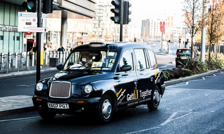 A black cab sporting Gett Together branding in London