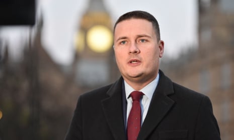 Wes Streeting addresses reporters in Westminster.