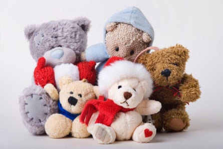 A gaggle of teddy bears, like the kind bought for Holly in case Teddy went missing.