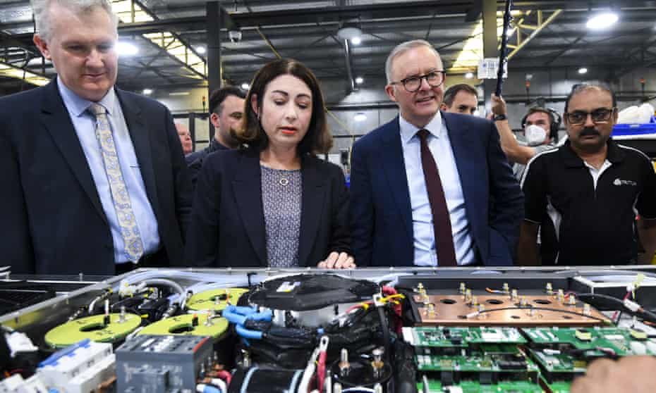 Anthony Albanese at a battery manufacturer during the election campaign