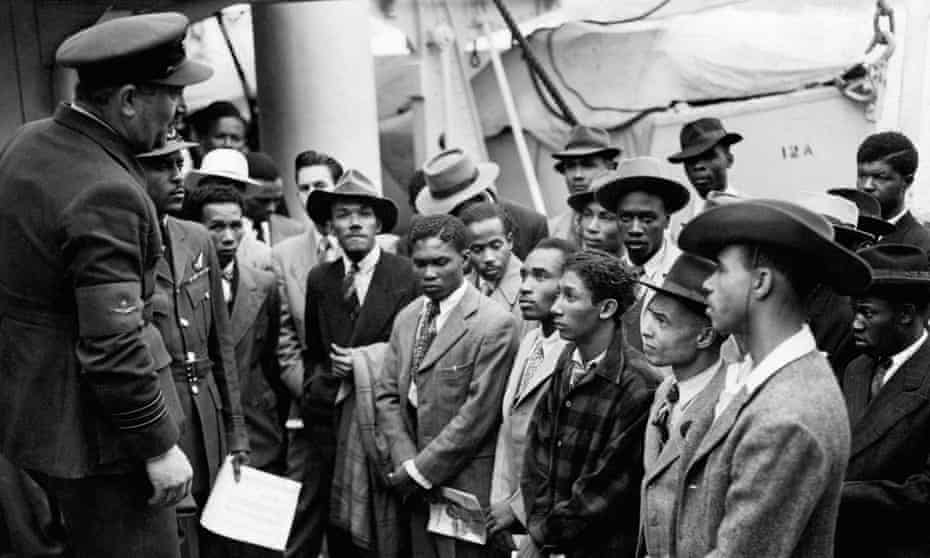 RAF officials welcome Jamaicans at Tilbury docks, in June 1948.