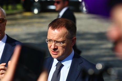 Vladimir Medinsky delivers a statement to the press after the talks with Ukrainian officials in Turkey.