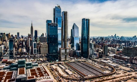 ‘The hot mess’ … the Hudson Yards high-rises with the Shed and Vessel tucked in below and the High Line snaking round.
